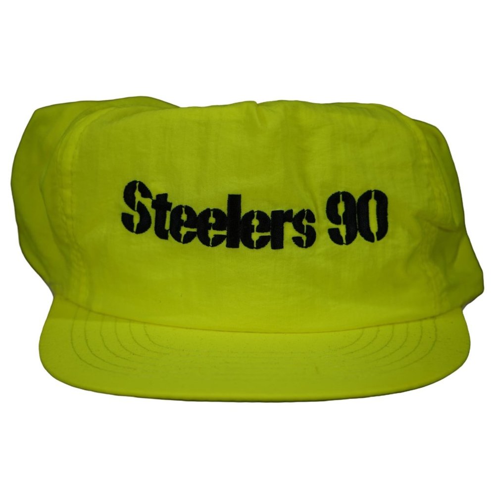 Vintage 1990 Pittsburgh Steelers 90 Neon Yellow Snapback Hat Gatorade Boy Scouts